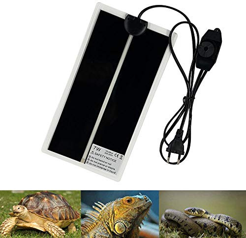 Tapis Chauffant Reptile, PeSandy 28x15CM Tapis Chauffant Terrarium Réglable avec Contrôle De La Température pour Reptiles -Tortue, Serpents, Lézards, Geckos, Araignées -Tapis De Sécurité Pour Aquarium