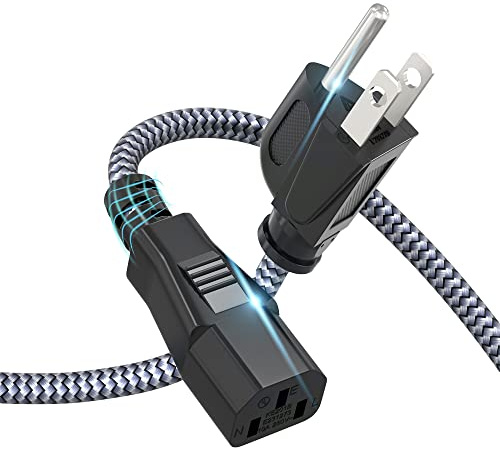 Power Cord, Goalfish 10A 18AWG AC Power Cable 10FT(3m) Nylon Braided 3 Prong Power Cord Replacement Power Cable UL Certified for Computer, TV, Monitor, Printer, PC, Projector, Power Supply