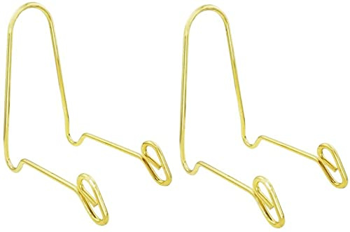 GYYJW 2 espositore, rastrelliera in ferro, utilizzato per esporre ciotole profonde di medie dimensioni, piatti fondi e piatti, cornici per foto, piatti decorativi e opere d'arte (oro)