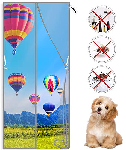 Mosquitera Magnética Cifrado 160 x 235 cm Magnético Anti-Mosquitos Cortina De Puerta Puerta De Pantalla Magnética Verano Hogar Anti-Mosca Mudo Pantalla Gris