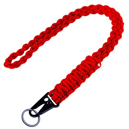 Portachiavi da collo in paracord 550 intrecciato resistente, per uomini e donne, per sopravvivenza all'aperto, collana con corda da paracadute, portachiavi con clip HK, per porta badge, fotocamera