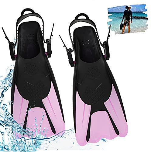 Udbrud Schnorchelflossen, Verstellbare Flossen mit Tasche Unisex Taucherflossen Gr.34-38 Kurze Schwimmflossen für Erwachsene und Kinder zum Schnorcheln, Schwimmen und Tauchen