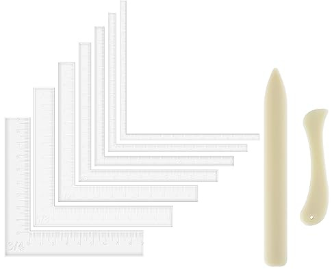 9 Pcs/Set Creative Positioning Pieces Card Corners Helpers with Bone Folder Tool Stamping Corners Paper Craft Supplies Scrapbooking Tools for Paper Craft Card Making and Scrapbooking Crafting Tool