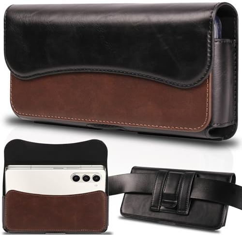 INGIDO Holster for iPhone 15 Pro Max 15 Plus, 14 Pro Max 13 Pro Max, Galaxy S24 Plus Fold 5/4/3 - Premium Cell Phone Case with Belt Clip [Magnetic Closure] Phone Belt Holder for Men, Brownish-Black