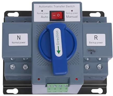 Automatischer Transferschalter, 2P 63A Dual Power Umschalter Schalter Leistungsschalter Doppelleistungsschalter Automatischer Umschalter 220V (2P/63A)