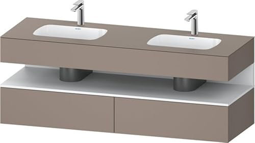 Duravit Qatego Einbauwaschtisch mit Konsolenwaschtischunterbau, 1600x550x600mm, Nische Weiß Matt, Doppelwaschtisch, QA4797018430000, Farbe: Basalt