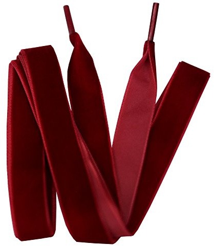 BupiMufi Cordones de terciopelo planos de 16 mm de ancho, de una sola cara, cinta de terciopelo, cordones para zapatos, 100-140 cm, rojo oscuro, 100