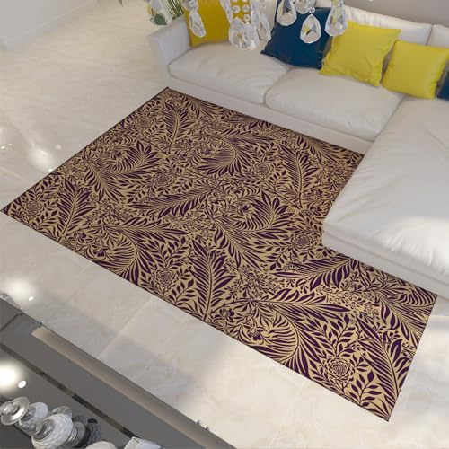 Grande tappeto viola astratto con foglie di salice motivi floreali 160 x 200 cm antiscivolo per interni ed esterni tappetino per cucina e soggiorno