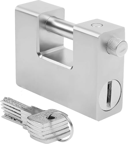 AntDau71 - Cadenas blindé anti-effraction de 1 kg avec 4 clés - Acier massif trempé - Manille épaisse 12 mm - Verrou de moto, amortisseur, portail, sécurité Garage. Longueur 94 mm - CW973