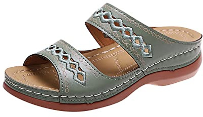 Générique Susenstone Sandales Femmes été Nu-pieds Orthopédique Compensées Sandale Confortable de Plage Pantoufles Femme Respirantes Semelles épaisses Anti-dérapant Chaussures Bohemia Romain Sandals