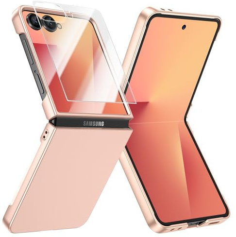 Doeshine for Z Flip 7 Case Ultra Slim, Screen Protector,Skin-Friendly, Gold