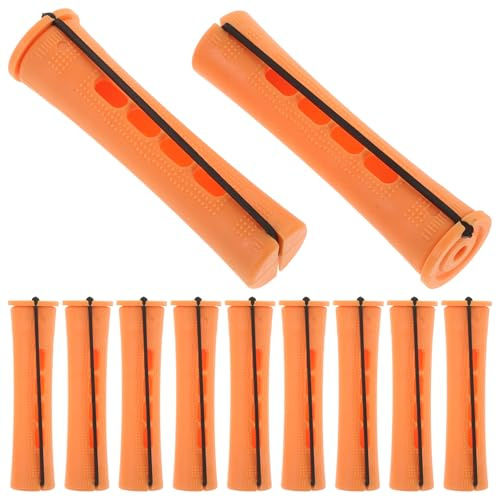 UKCOCO Varillas para Permanente 30 Piezas 2,2 Cm Tapa Naranja, Rulos Flexibles de Plástico para Rizar Cabello Largo, Kit de Ondas DIY para Peinados Permanentes en Salones y Uso Casero