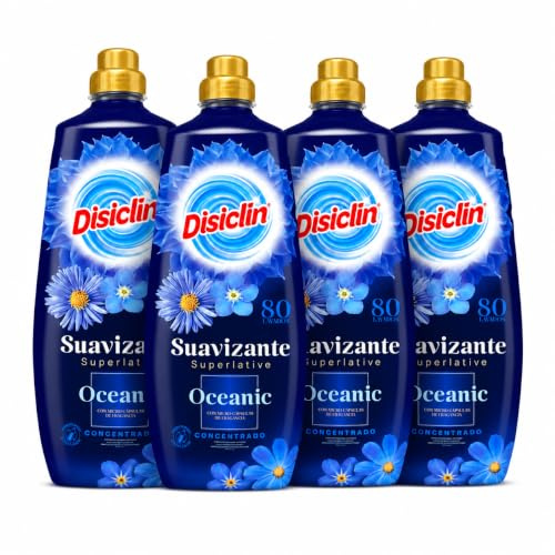 Suavizante Disclin Concentrado Oceanic 1,4L | Pack 4 Unidades | 320 Lavados | Aroma Duradero | Formato Ahorro 5,6L | RASMACOR