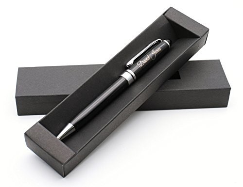 CustomDesign.Shop Stylo métallique personnalisé + coffret cadeau | Concevez un présent unique | Gravure laser (Noir)