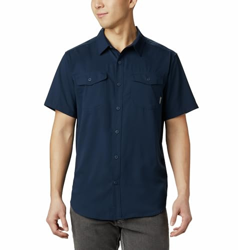 Columbia Utilizer II, Camicia a maniche corte tinta unita, Uomo, Blu (Collegiate Navy), XL, Art. 1577762