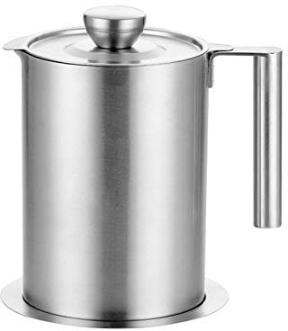 Ölsieb Topf Fettkanne Aus Edelstahl, Fetttrennkanne Fettfilter Ölbehälter, Fettfilter Und Ölbehälter Mit Deckel Und Rutschsichelhalter Für Aufbewahrung Von Braten Und Kochen Öl, Fett, 1.2L/ 1.6L