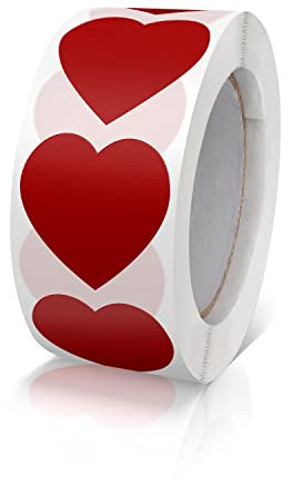 Aufkleber Herz Dunkel Rot Selbstklebende Herzform Etiketten Rolle 25mm klein Farbkodierung Heart Sticker liebe für Hochzeiten Scrapbooking Geschenke dekoration 500 Stück