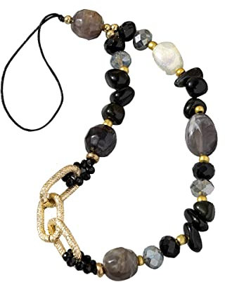 IERCZA 1pcs cuerda para movil,colgante para movil,cordon movil,cuerda movil,colgante movil, con cuentas negras, cadena para teléfono,correa para la muñeca,cordón antipérdida,cordón para teléfono