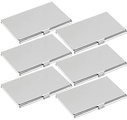 Suuwwn Visitenkartenetui,6 Stück Professionelle Edelstahl Visitenkarten Etuis, Slim Visitenkartenetui für Damen Herren,Metallkartenetui,Superleichter Visitenkartenhalter für Reisen und Busines