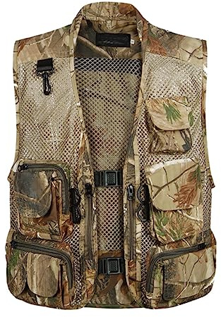 Wygwlg Gilet Funzionale Multitasche Mimetico Da Uomo, Gilet Da Lavoro Estivo Per La Caccia Alla Pesca Fotografica All'aperto, Giacca Utility Senza Maniche, 11 Tasche (Color : Camouflage, Size : XXL)