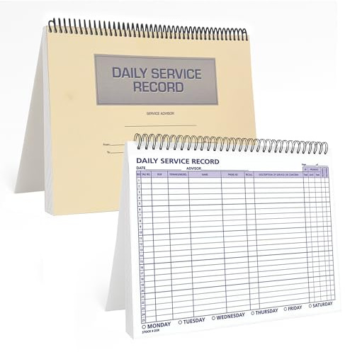 Daily Car Service Record Book – 8.5 x 11 Spiral Bound Auto Service Log – Blue Ink Durable 90# Paper – Automotive Service & Repair Tracking – Dealership Workshop Record - 100 Pages/Book (Book of 2)