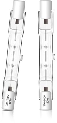 2 Pezzi Lampadina Alogena R7s 78mm 80W Dimmerabile, 230V Lampadine Alogene R7s 1400LM Bianca Caldo 2700K, Lampadina Lineare j78 per Lampade da Pavimento, Luci del Paesaggio