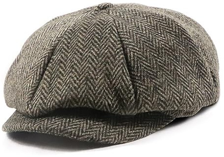 Bigoco Casquette Beret Gavroche Homme Casquette Souples Réglable Beret Plate Baker Boy Hat Irlandais Gatsby Ivy Chapeau 8 Panel Peaky Herringbone Flat Caps