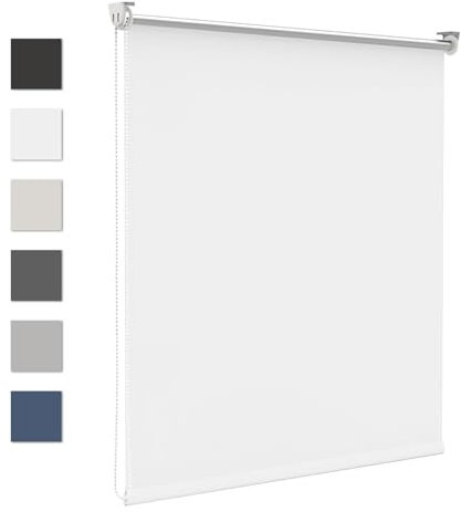 Verdunklungsrollo ohne Bohren Verdunkelungsrollo Klemmfix Rollos für Fenster ohne Bohren 130x115cm(LxB) Weiß Thermorollo Fenster Rollo 100% Verdunkelung Sichtschutz und Sonnenchutz