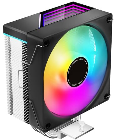 Jungle Leopard KF400X Colourful LED 4 Heat Pipes CPU Cooler with 4PIN PWM 800-1800RPM Quiet Fan for Intel LGA 2011/115X/1200/1366/1700/1851, for AM4/AM5 (Black)