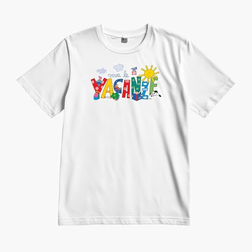 T-Shirt Viva le Vacanze Illustrata da Nicoletta Costa, Maglietta Bianca Personalizzabile, Design Colorato (S)