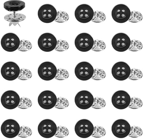 Aiyraa 20 Pcs Black No Sew Buttons, Small 11.5mm, 4-Hole Resin No-Sew Buttons for Clothes, Coat, Cardigans, Shirts, Button Pins for Jeans, Jean Button Replacement
