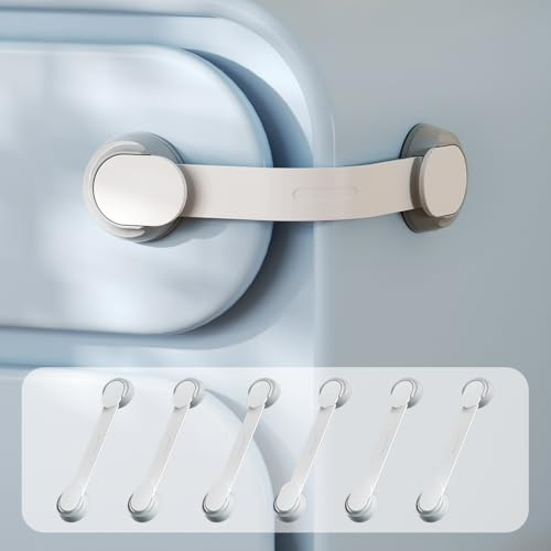 SAFELON 6 stycken skåplås, lådskenor för skåp, babylådelås, enkel installation, inga verktyg krävs (vit)