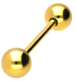 PIERCINGLINE Barra de titanio con dos bolas | Varilla de piercing para lengua, pecho, zona íntima, oreja | Varias tallas y colores, Länge: 16mm + Stärke: 1,6mm + Kugel: 6mm, sin gema