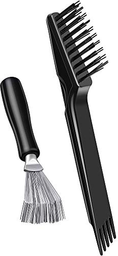 Boao 2 Pieces Hair Brush Cleaning Tool Comb Cleaner Brush Mini Comb Cleaning Hair Remover Tool for Removing Dust Home and Salon Use(Black, Wood Color,Black Polished Wooden Handle Rake)