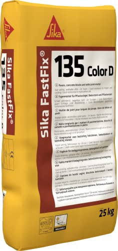 SIKA - Mortier pour jointoiement de pavés extérieur - Sika FastFix 135 Color D Gris - Bonne adhérence sur pavés, pierres naturelles et produits à base de liant hydraulique - Fissuration réduite - 25kg