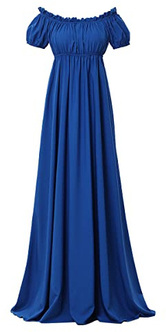 COSDREAMER Regency Vestidos para Mujer con Volantes y Mangas abombadas y Cintura Imperio