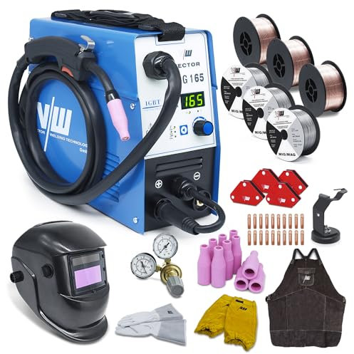 MIG MAG Poste à souder 165A avec ou sans gaz Fil fourré Poste de Soudage au Gaz de Protection Auto Avance de fil Inverter Kit Appareil d'entrée de Gamme VECTOR WELDING