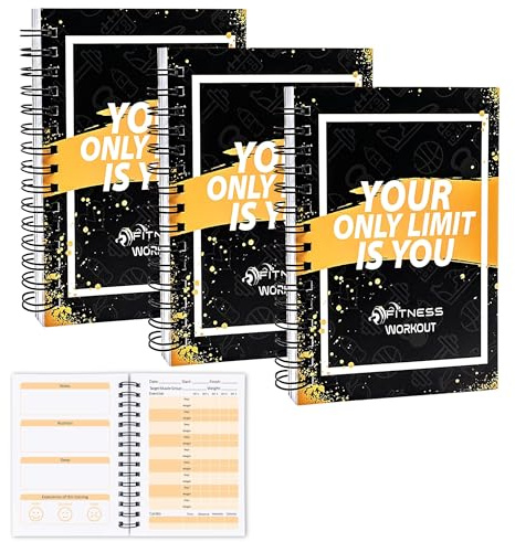 YHNTGB 3 PCS Fitness Tracker Journal Portable Workout Notebook 90-Day Exercise Planner for Record Your Daily Progress 5.5 x 3.93 inch