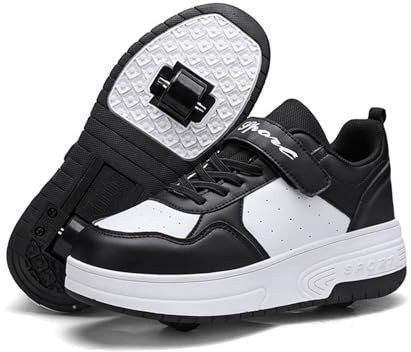 ENEN Schuhe mit Rollen für Jungen & Mädchen, Outdoor Turnschuhe mit Rollen Versenkbarer, Schuhe mit Rollen Kinder, 2-in-1 Roller Schuhe Turnschuhe mit 2 Rollen