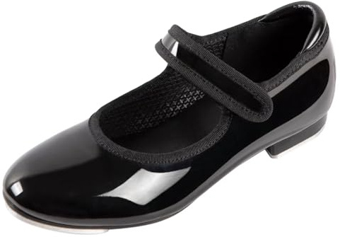 Asyusyu Tap Shoes Girls Easy Strap Black Tap Dance Shoes for Kids/Toddler-11 UK