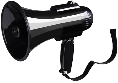 MyMealivos 30W Megaphone with Siren & 240s Record-Adjustable Vol Control Cover Up to 300 ft Range Fit for Sport Games Cheerleading Coaches Event Organizers-Black