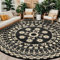 Capslpad Rund Außenterrasse Teppich ∅300cm Wende Picknickmatte Wasserdichter Kunststoff-Strohteppich Boho Innen Außenbereich Teppich für Wohnmobil Hinterhof Balkon Picknick Strand, Beige