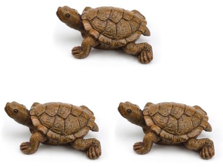 CHSEROK Pack Of 3 Turtle Decoration, Resin Pond Ornaments, Garden Ornament, Approx 66mm Long, Pond Decoration for Outdoors, for Small Gardens, Landscapes and Balcony Decorations