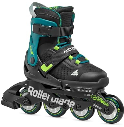 Rollerblade Microblade XT Inline Skates for Boys, Leisure Inline Skates, Black/Petrol Green