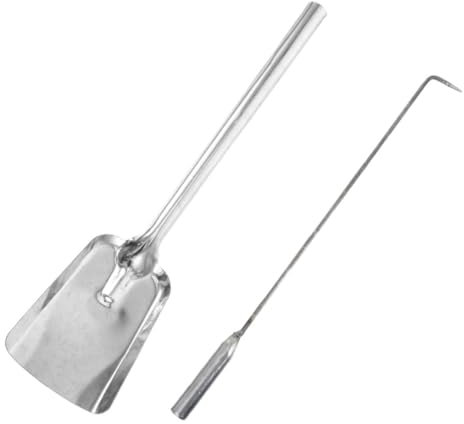 CONGARTENO 2pièces Outils De Cheminée Acier Renforcé Avec Tisonnier Et Pelle Accessoires De Feu Pour Foyer Et Camping Ensemble Pour Facile Feu