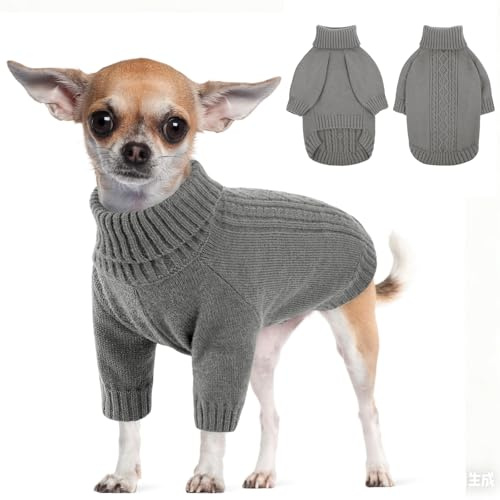 KONVINIT Kleiner Hundepullover Warme Sweater für Hunde mit Zopfstrick-Muster, Dehnbar & Bequem für Chihuahua, Yorkie usw.