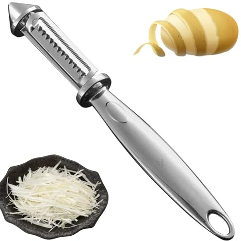 1 Pcs Stainless Steel Peeler, Peeling Tool for Kitchen, Versatile Vegetable and Fruit Peeler, 2 in 1 Tool and Shredder, Suitable for Kitchen, Fruits, Carrots, Apples, Vegetables, Eggplants, Cucumbers