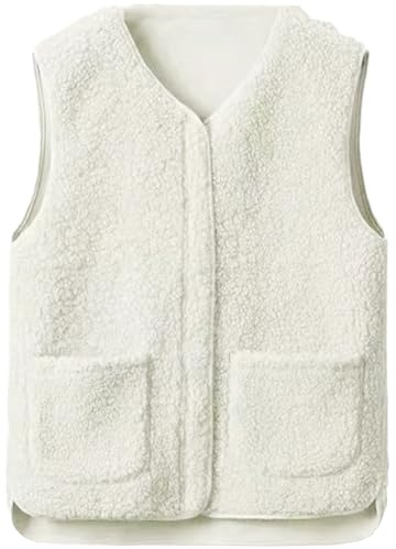 CheChury Gilet Pile Donna con Zip Invernale Smanicato Elegante Gilet Donna Leggero Termico Giubbotto Senza Maniche Giacca Teddy Scollo a V Giacca Invernale Autunno Caldo Ultraleggeri con Tasche