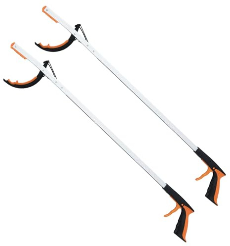 GYMAX Pinza Larga de 88 CM, Herramienta Portátil de Aluminio con Garra Antideslizante, Recogedor para Basura, Ligera para Recoger Residuos, para Personas Mayores (2)