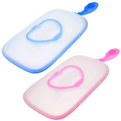 Scatola dispenser per salviette umidificate da 2 pezzi, dispenser per salviette per neonati in plastica ricaricabile impermeabile con coperchi sigillanti, scatola contenitore portatile con maniglia